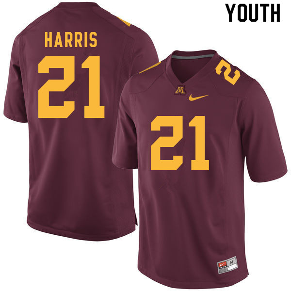 Youth #21 Justus Harris Minnesota Golden Gophers College Football Jerseys Sale-Maroon